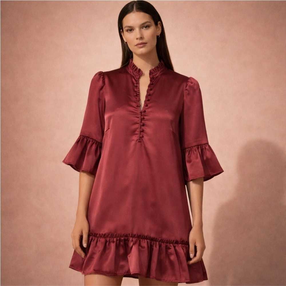 Double A Burgundy Satin Dress | Romantic, Elevated Statement Size Small